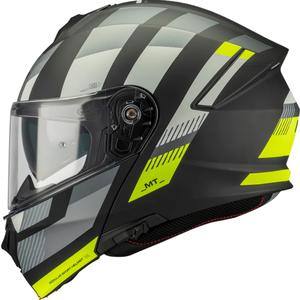Flip-up motorcykelhjelm MT Genesis SV Stroke B13 mat sort-grå-fluo gul
