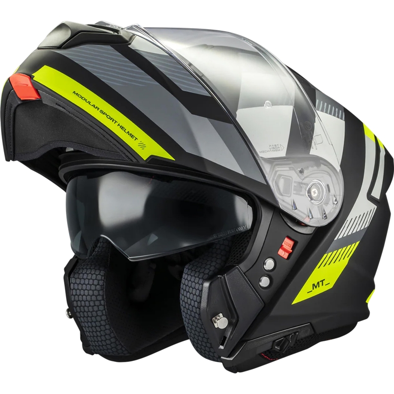 Flip-up motorcykelhjelm MT Genesis SV Stroke B13 mat sort-grå-fluo gul