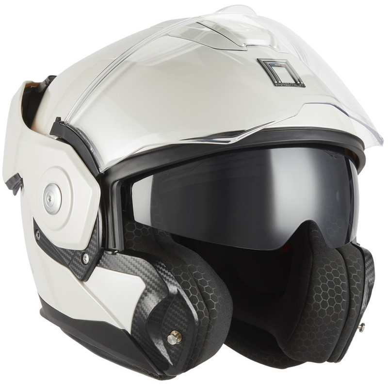 Flip-up motorcykelhjelm NOX PREMIUM Spinner hvid