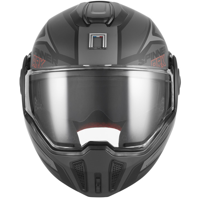 Flip-up motorcykelhjelm NOX PREMIUM Spinner Ark mat sort-rød