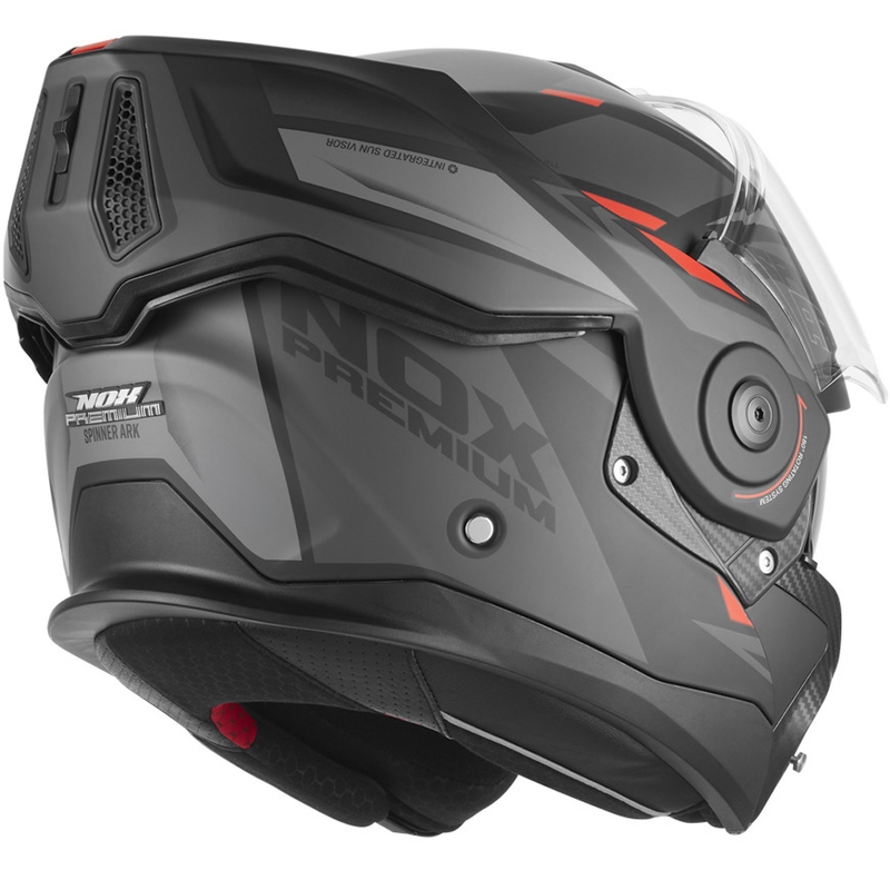 Flip-up motorcykelhjelm NOX PREMIUM Spinner Ark mat sort-rød