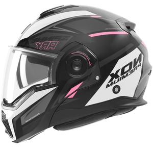 Flip-up motorcykelhjelm NOX PREMIUM Spinner sort-hvid-pink