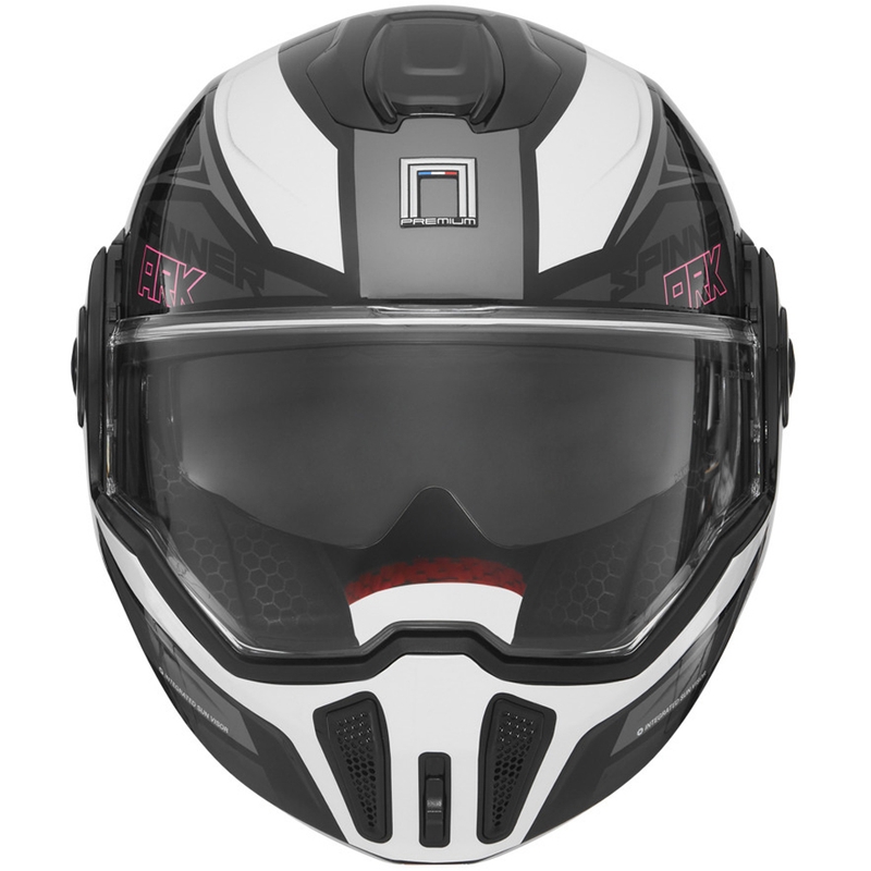 Flip-up motorcykelhjelm NOX PREMIUM Spinner sort-hvid-pink