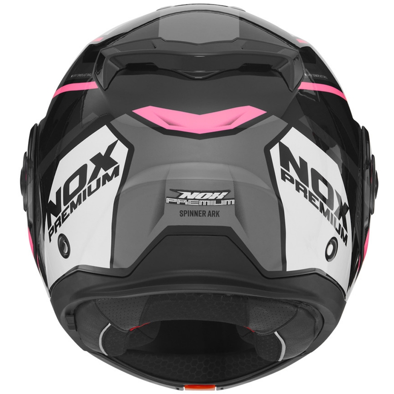 Flip-up motorcykelhjelm NOX PREMIUM Spinner sort-hvid-pink