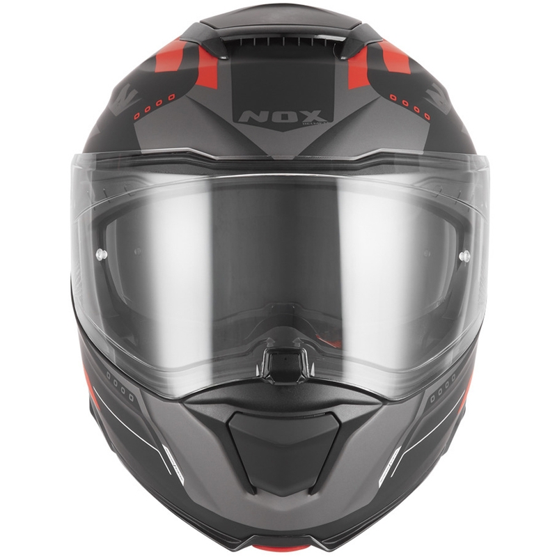 Flip-up motorcykelhjelm NOX N967 Conquer mat sort-rød