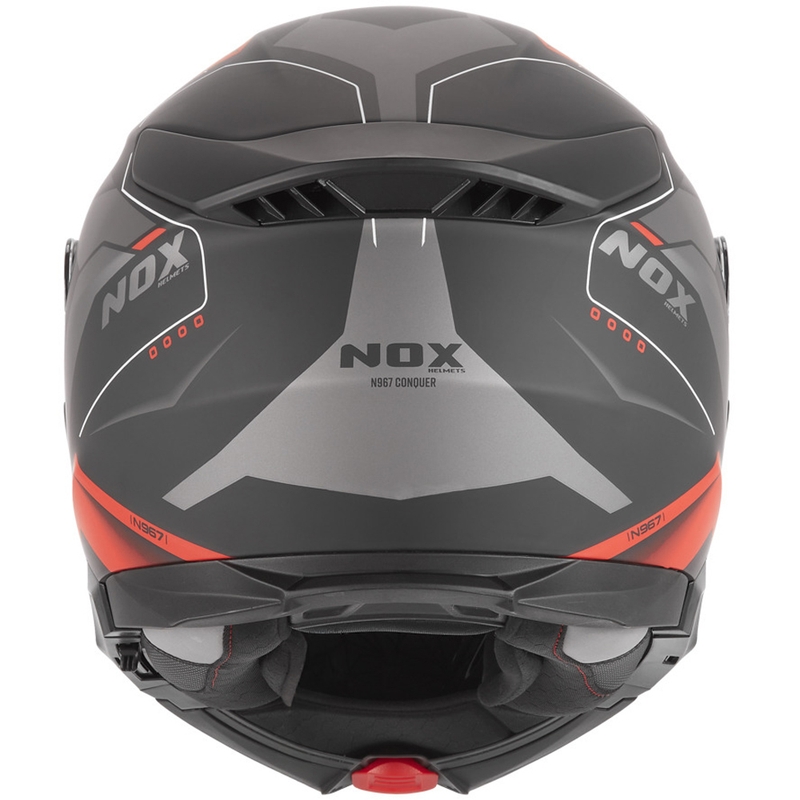 Flip-up motorcykelhjelm NOX N967 Conquer mat sort-rød