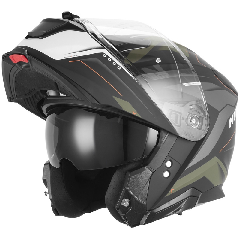 Flip-up motorcykelhjelm NOX N967 Conquer mat sort-khaki-orange