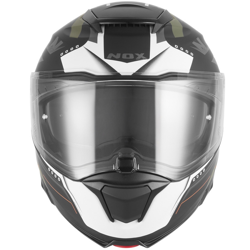 Flip-up motorcykelhjelm NOX N967 Conquer mat sort-khaki-orange