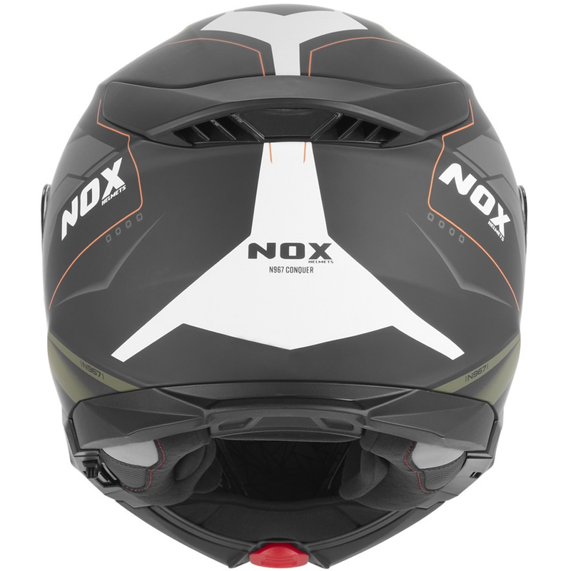 Flip-up motorcykelhjelm NOX N967 Conquer mat sort-khaki-orange