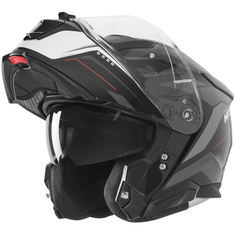 Flip-up motorcykelhjelm NOX N967 Conquer mat sort-hvid-rød