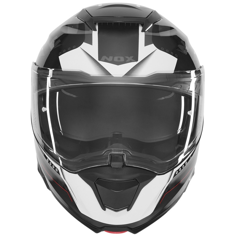 Flip-up motorcykelhjelm NOX N967 Conquer mat sort-hvid-rød