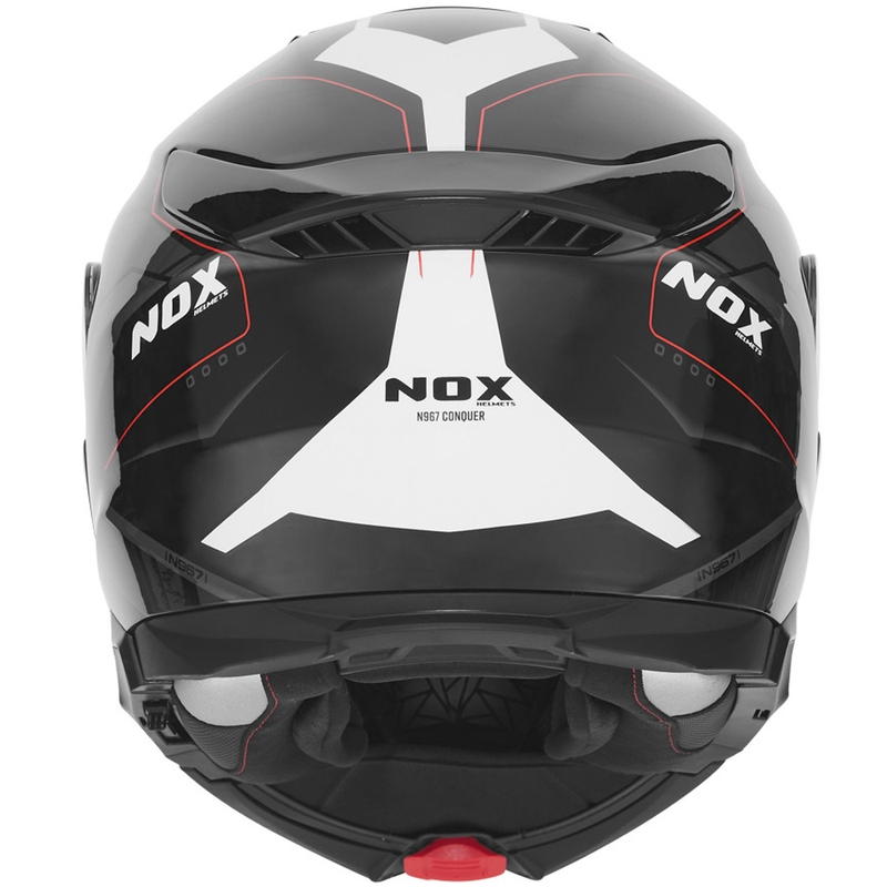 Flip-up motorcykelhjelm NOX N967 Conquer mat sort-hvid-rød