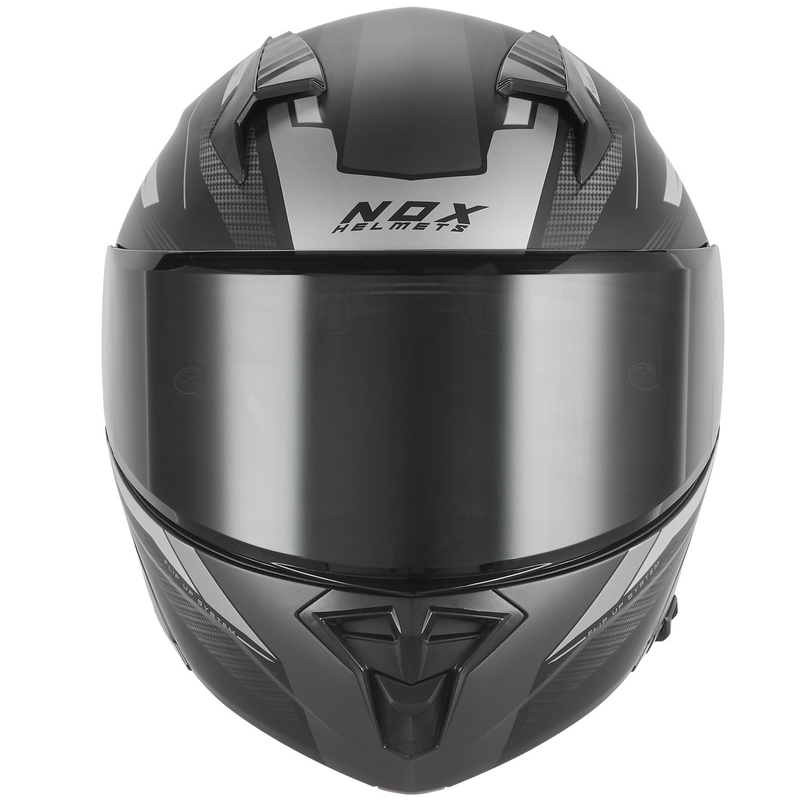 Flip-up motorcykelhjelm NOX N968 Shift mat sort-sølv