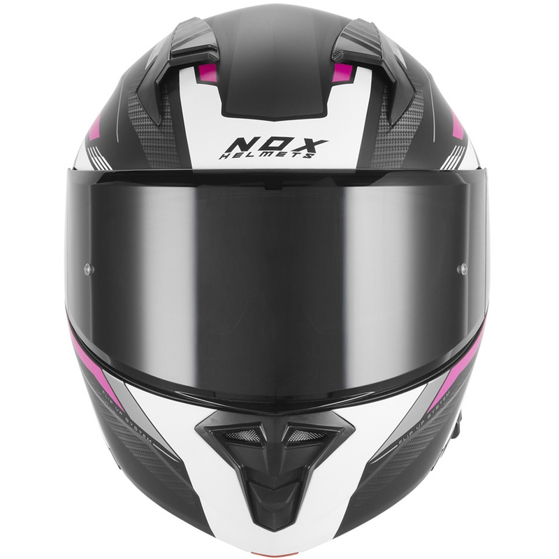 Flip-up motorcykelhjelm NOX N968 Shift mat sort-hvid-pink
