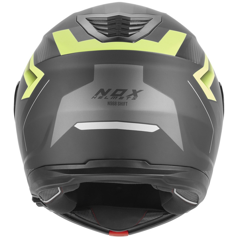 Flip-up motorcykelhjelm NOX N968 Shift mat sort-fluo gul