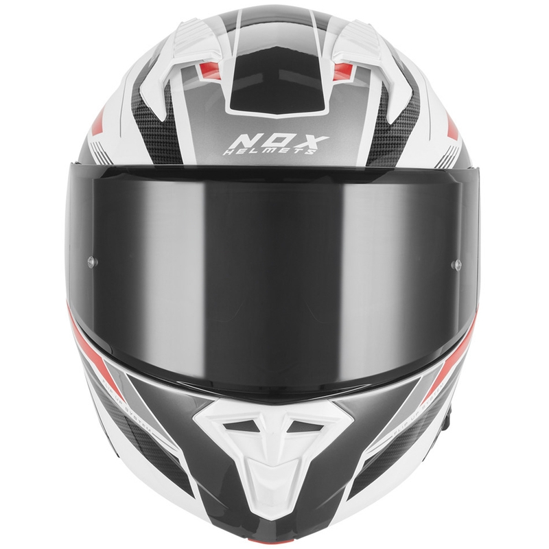 Flip-up motorcykelhjelm NOX N968 Shift hvid-rød