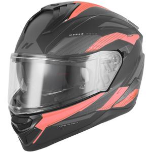 Fullface motorcykelhjelm NOX N304-S REVO mat sort-rød