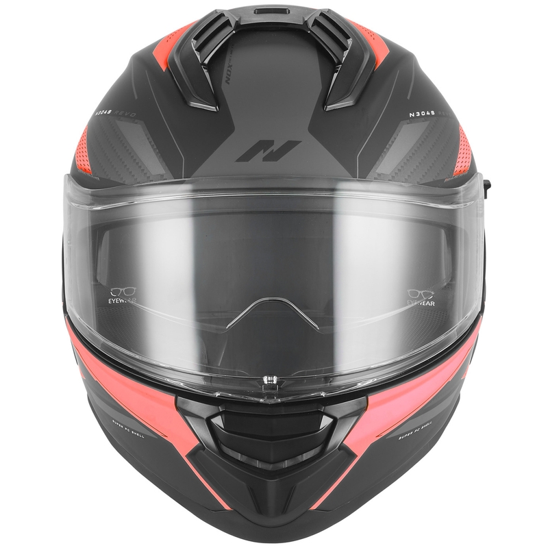Fullface motorcykelhjelm NOX N304-S REVO mat sort-rød