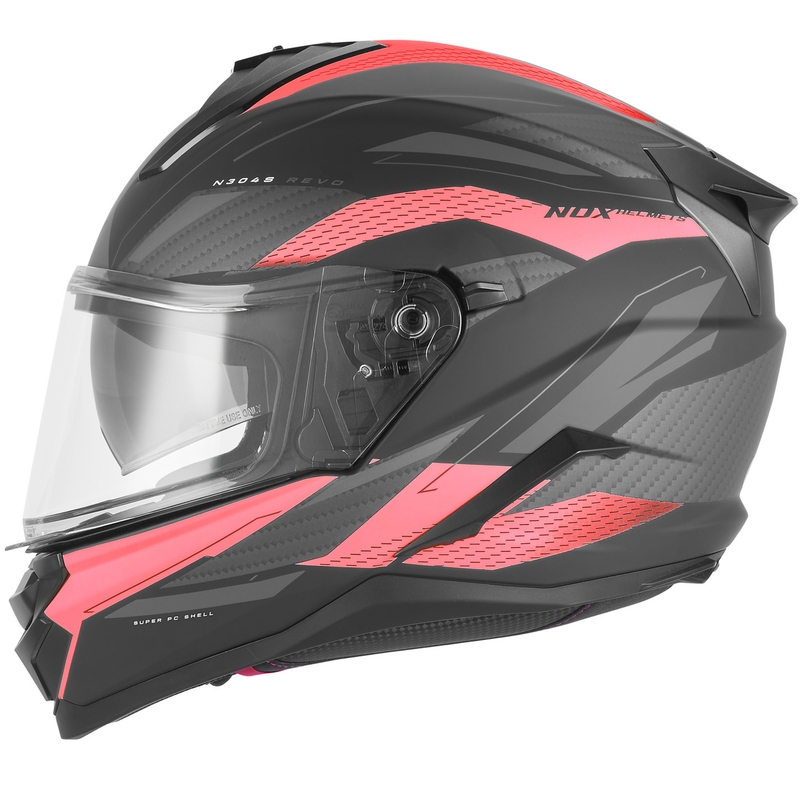 Fullface motorcykelhjelm NOX N304-S REVO mat sort-rød