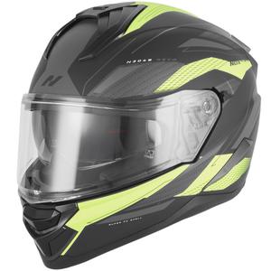 Fullface motorcykelhjelm NOX N304-S REVO mat sort-fluo gul
