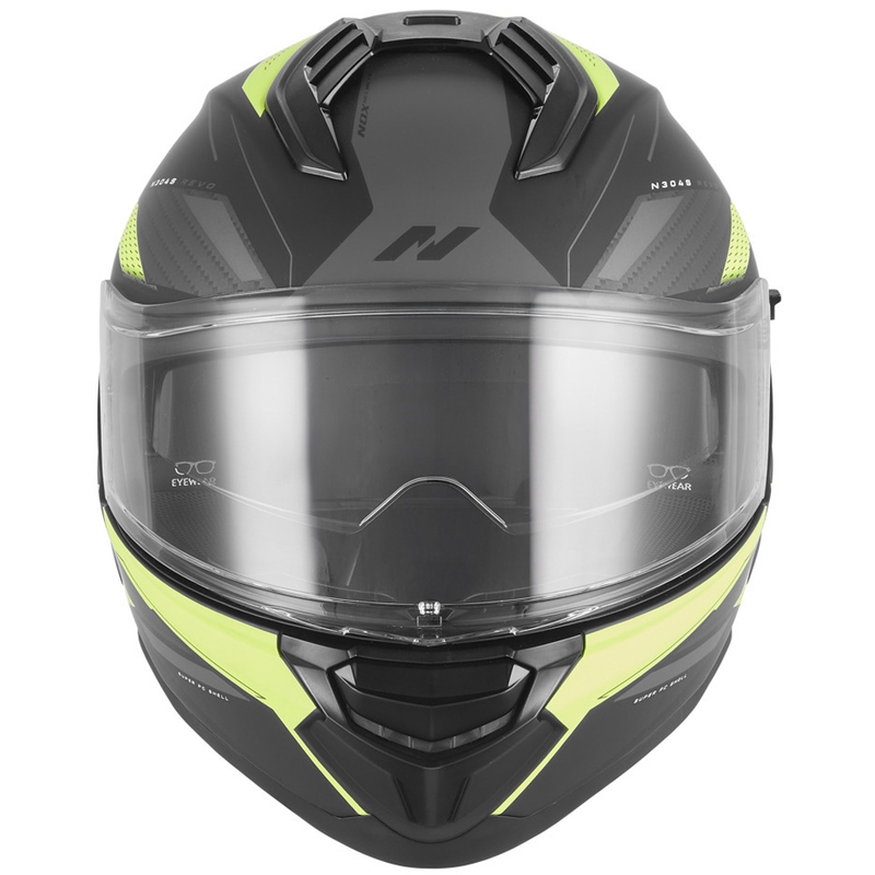 Fullface motorcykelhjelm NOX N304-S REVO mat sort-fluo gul