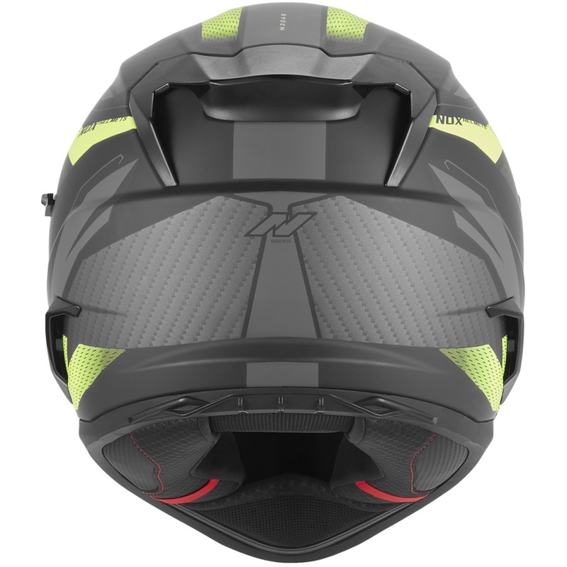 Fullface motorcykelhjelm NOX N304-S REVO mat sort-fluo gul