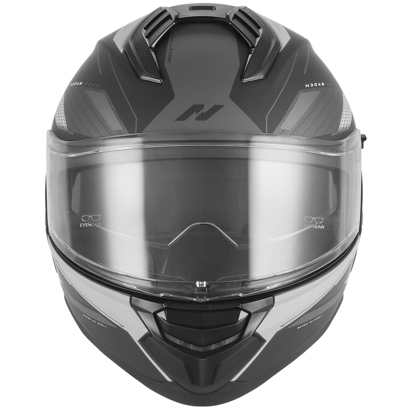 Fullface motorcykelhjelm NOX N304-S REVO mat sort-sølv