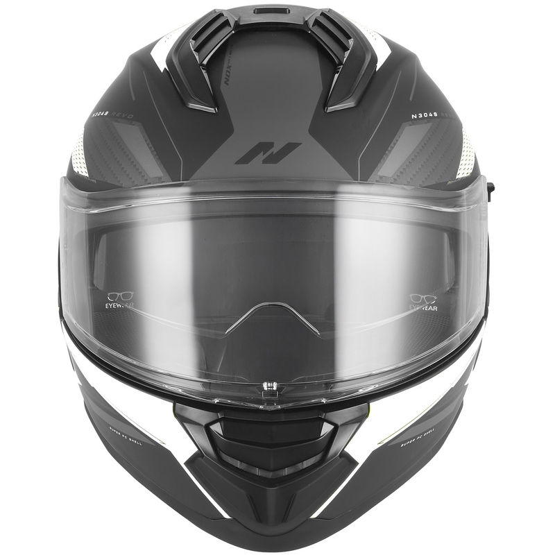 Fullface motorcykelhjelm NOX N304-S REVO mat sort-hvid