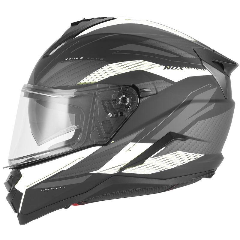 Fullface motorcykelhjelm NOX N304-S REVO mat sort-hvid
