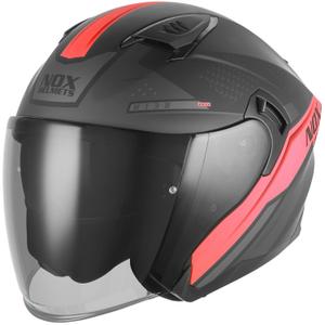 Åben motorcykelhjelm NOX N130 EKTO mat sort-rød