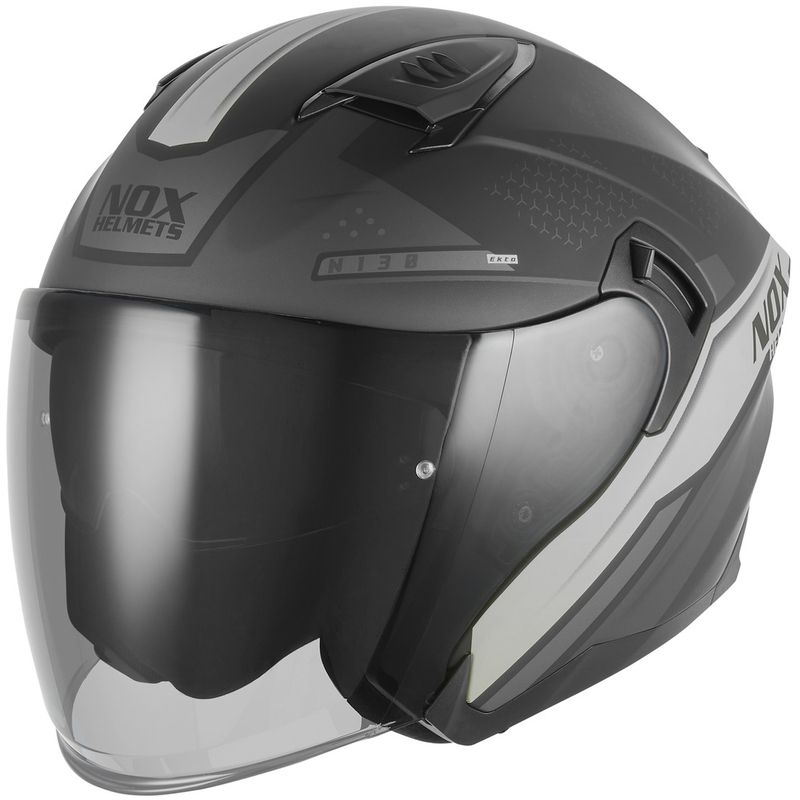 Åben motorcykelhjelm NOX N130 EKTO mat sort-sølv