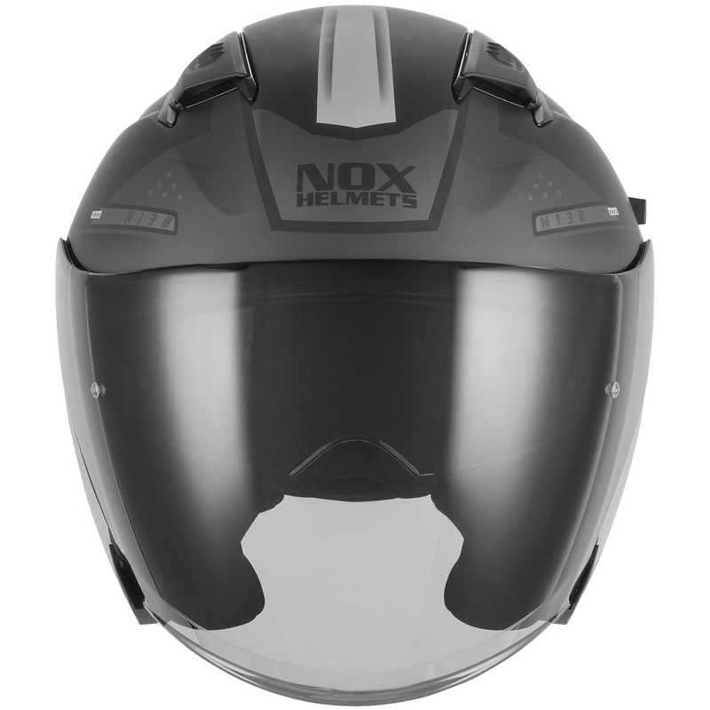 Åben motorcykelhjelm NOX N130 EKTO mat sort-sølv