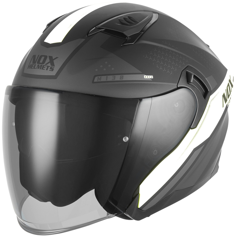 Åben motorcykelhjelm NOX N130 EKTO mat sort-hvid