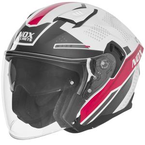 Åben motorcykelhjelm NOX N130 EKTO hvid-pink