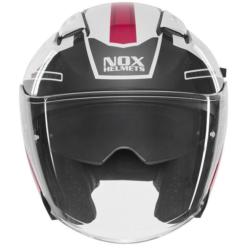 Åben motorcykelhjelm NOX N130 EKTO hvid-pink