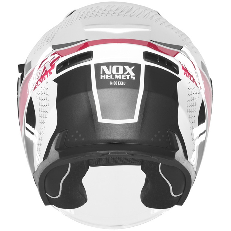 Åben motorcykelhjelm NOX N130 EKTO hvid-pink