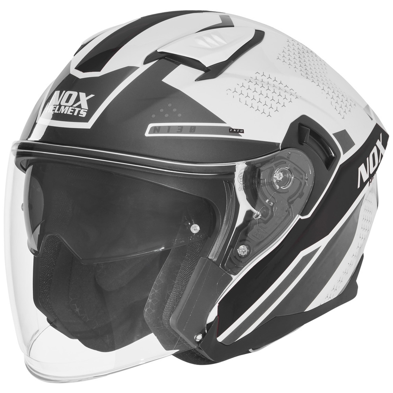 Åben motorcykelhjelm NOX N130 EKTO hvid-sort