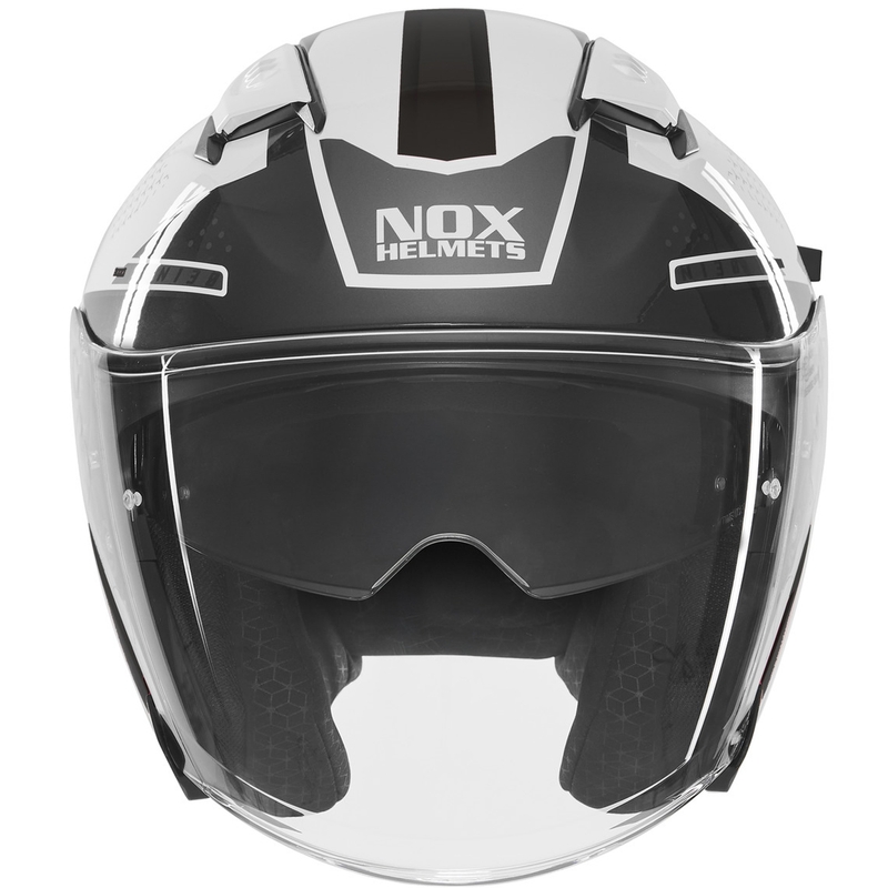 Åben motorcykelhjelm NOX N130 EKTO hvid-sort
