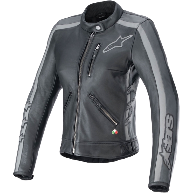 Alpinestars Stella Dyno lædermotorcykeljakke til kvinder, sort og grå