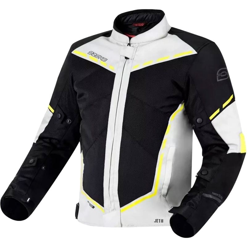 Motojakke Ozone Jet II grå-sort-fluogul udsalg