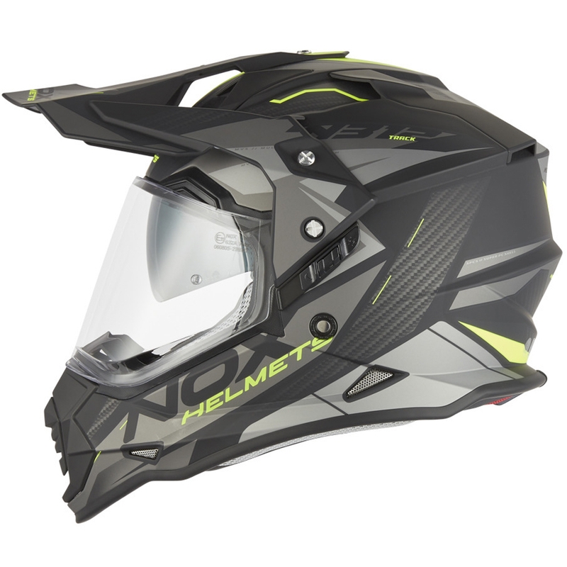 Enduro motorcykelhjelm NOX N312 Track mat sort-fluo gul