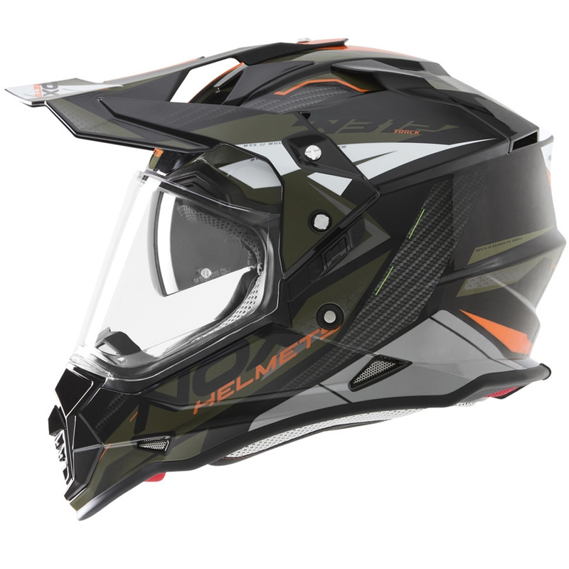 Enduro motorcykelhjelm NOX N312 Track khaki-orange