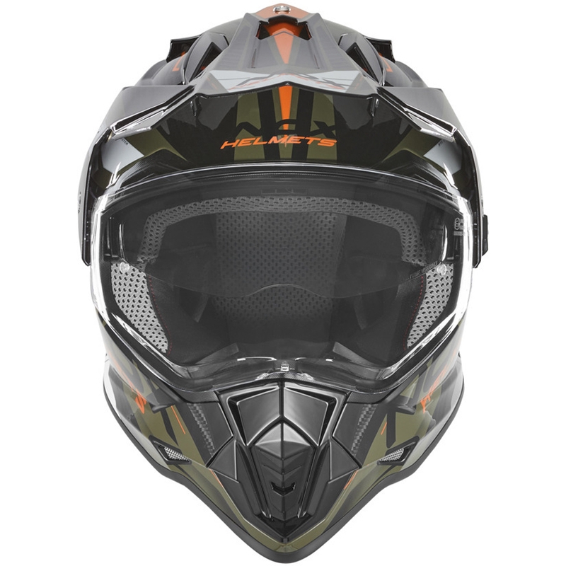 Enduro motorcykelhjelm NOX N312 Track khaki-orange