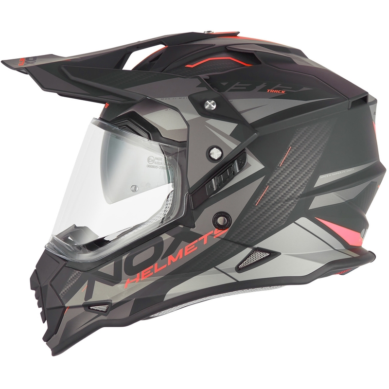Enduro motorcykelhjelm NOX N312 Track mat sort-rød