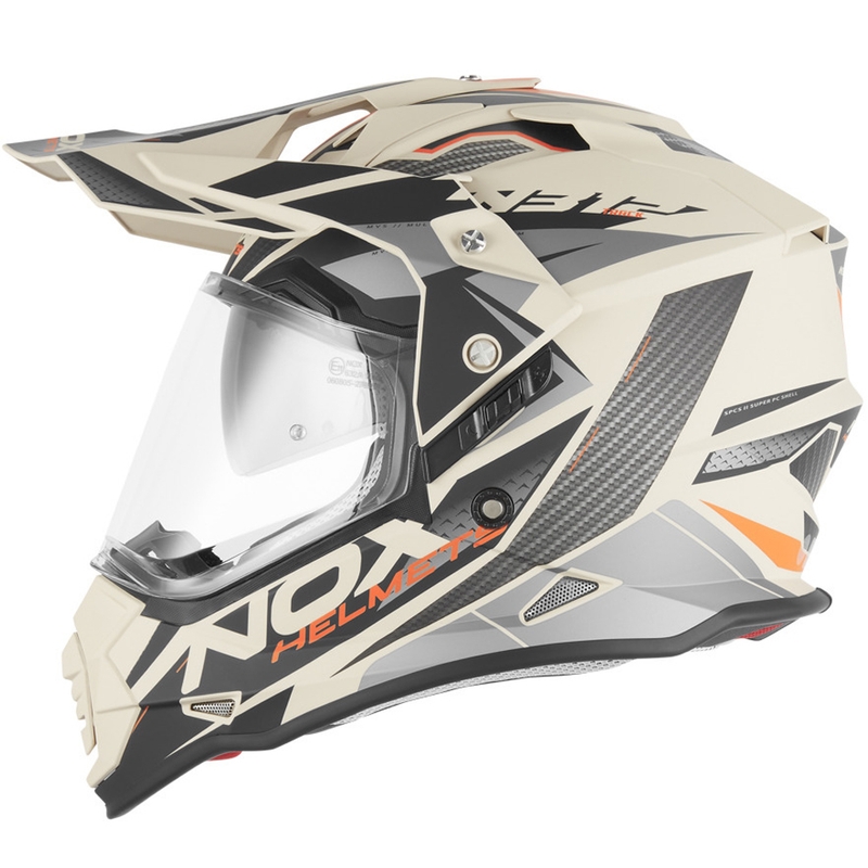 Enduro motorcykelhjelm NOX N312 Track mat sand-orange
