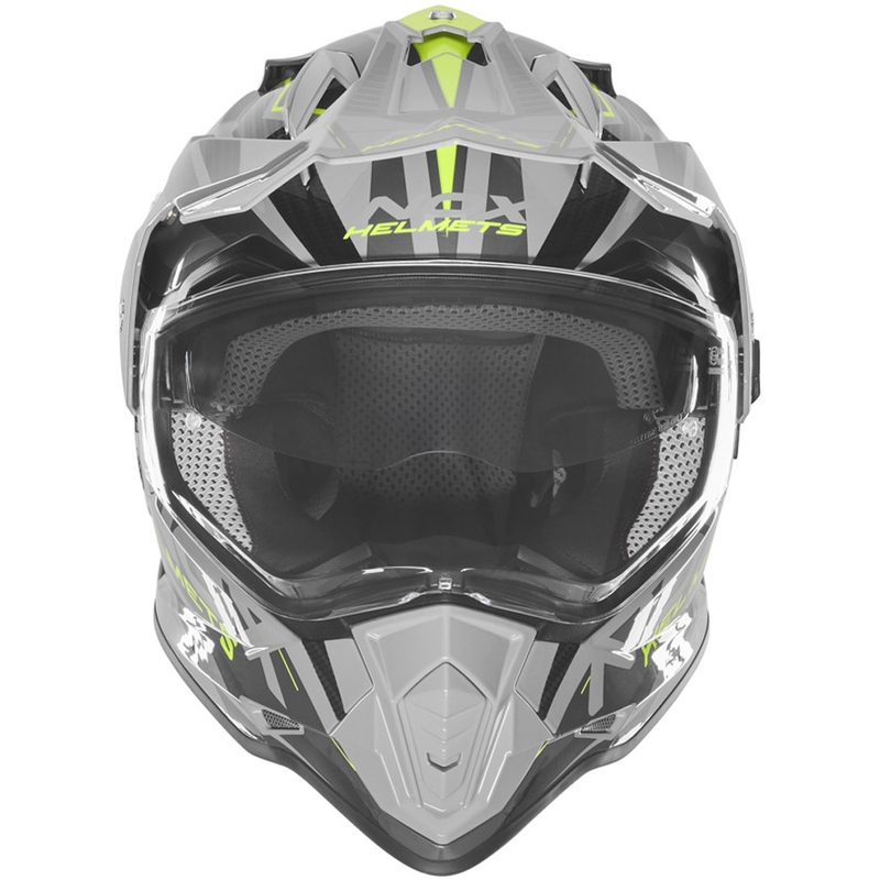 Enduro motorcykelhjelm NOX N312 Track grå-fluo gul
