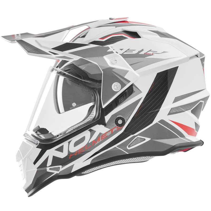 Enduro motorcykelhjelm NOX N312 Track hvid-rød