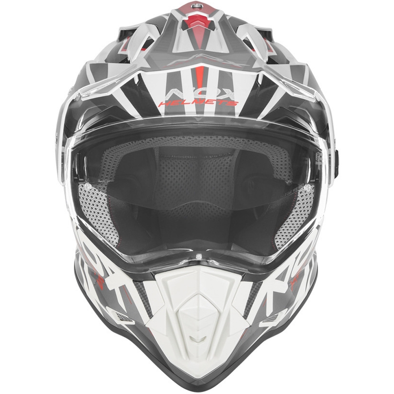 Enduro motorcykelhjelm NOX N312 Track hvid-rød