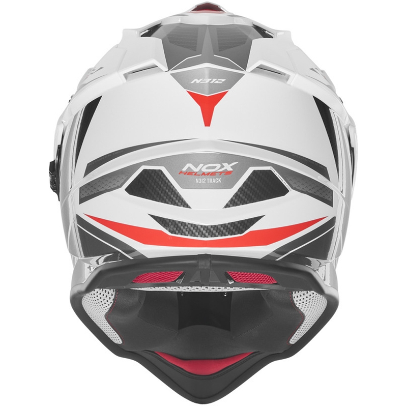 Enduro motorcykelhjelm NOX N312 Track hvid-rød