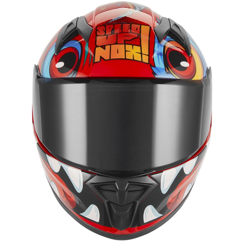 Børne fullface motorcykelhjelm NOX N731 Scrappy rød-multifarvet
